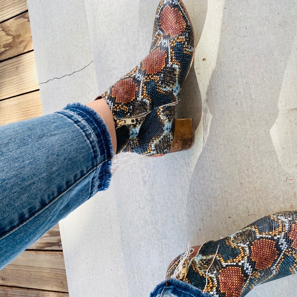 Parker Bootie, Python Print On Leather, Wood Heel - image 6